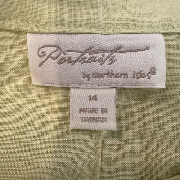 Portraits by Northern Isles Linen Green Apple Jacket and Skirt SZ  14 - Picture 6 of 11